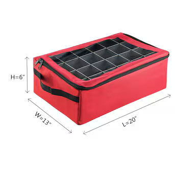 Hastings Home 48 -Compartment Red Polyester Ornament Storage Box | Lowe's