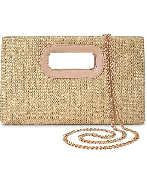 Handle Clutch Handbags for Women, Evening Handbag Shoulder Crossbody Purse with Gold Chain for We... | Amazon (US)