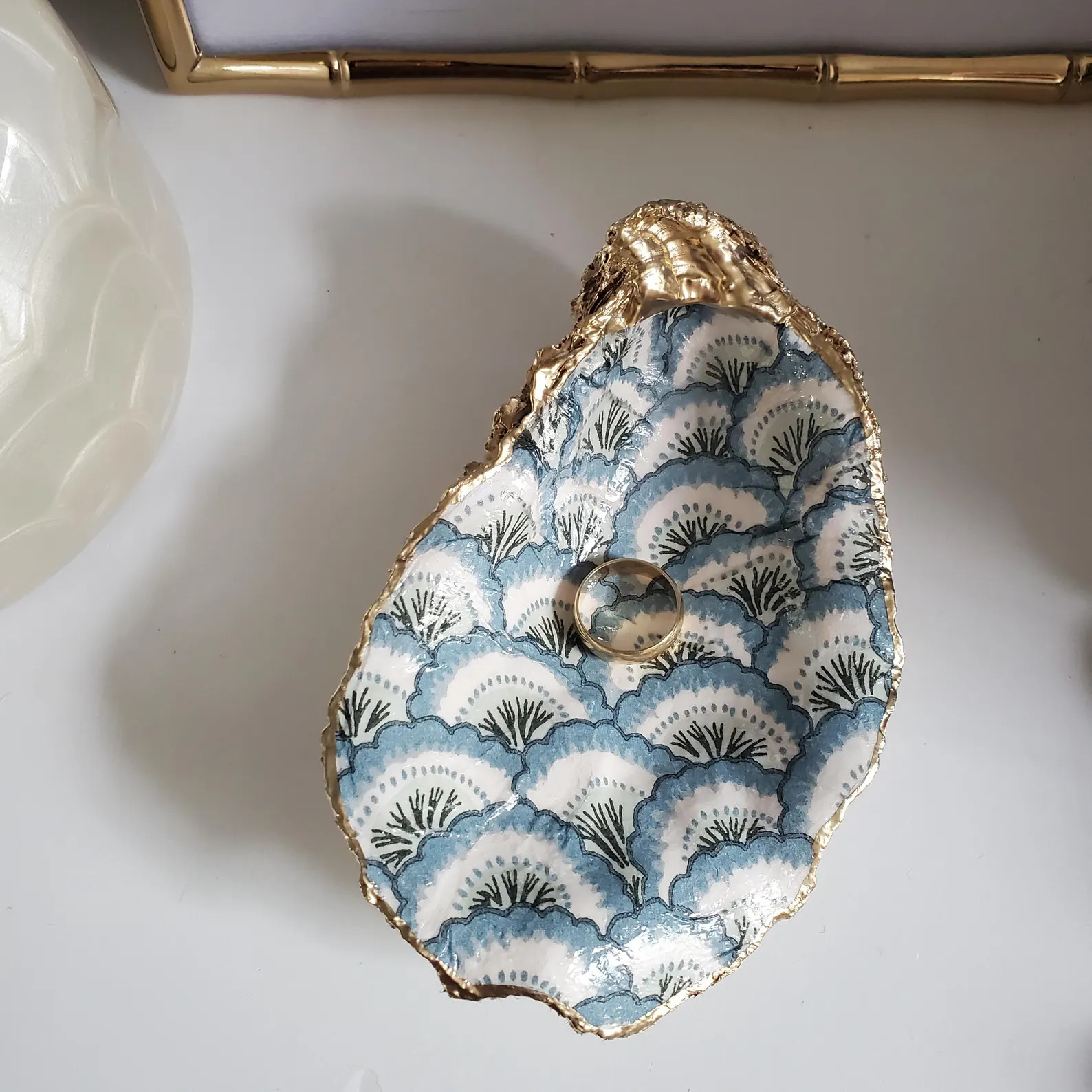 Scallop Blue Oyster shell ring dish, Trinket dish, engagement gift, Wedding gift, Hostess Gift, B... | Etsy (Global)