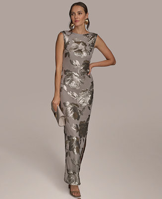 Women's Floral-Sequined Gown | Macy's