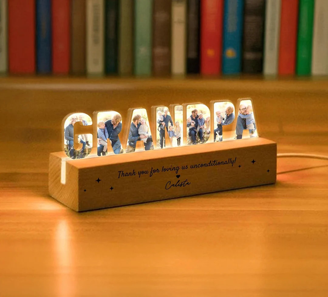 Personalized Grandpa Photo Collage Night Light, Family Photo Gift, Grandpa Birthday Gift, Gift Fr... | Etsy (US)