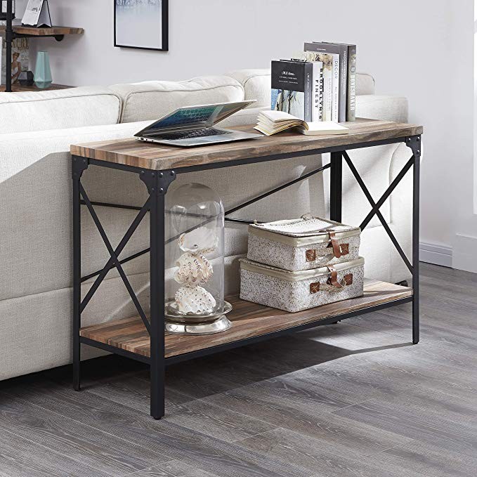Homissue 2 Shelf Industrial Vintage Hall Sofa Table, Console Sofa Entryway Table with Lower Stor... | Amazon (US)
