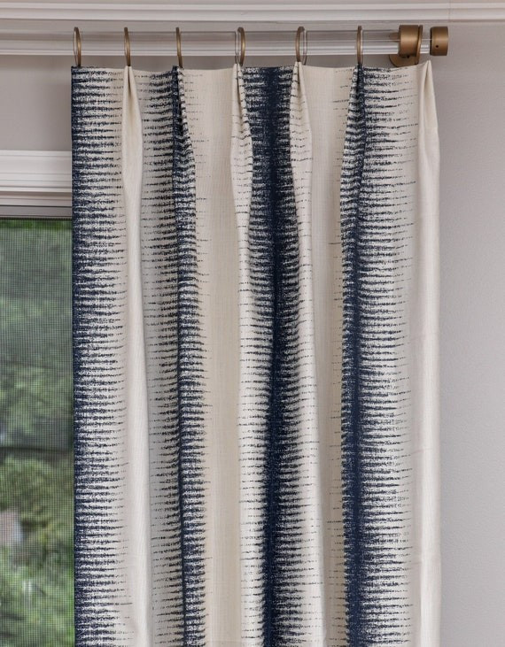 Blurred Stripe Drapery Panels -  Made-to-Order Curtains with Striped Fabric by Trend - Available ... | Etsy (US)