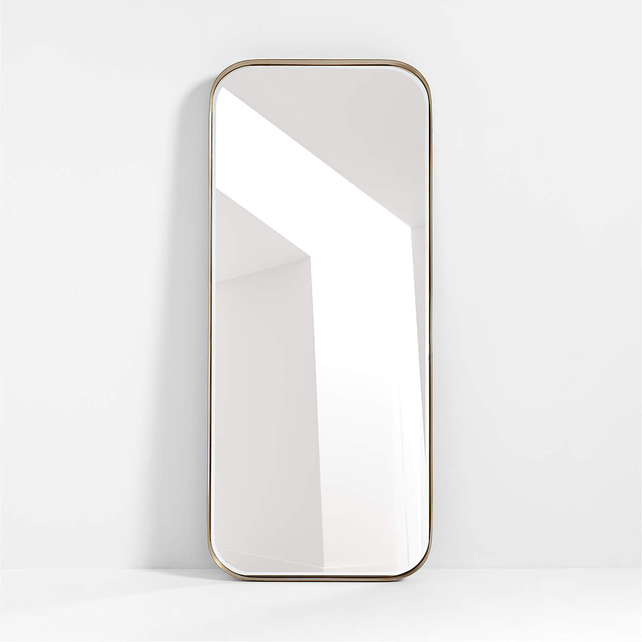 Edge Brass Metal Wide Depth Floor Mirror 30"x70" + Reviews | Crate & Barrel | Crate & Barrel