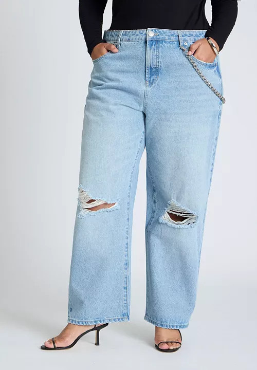 Women's Plus Size The Loose Jean With Chain | Macy's