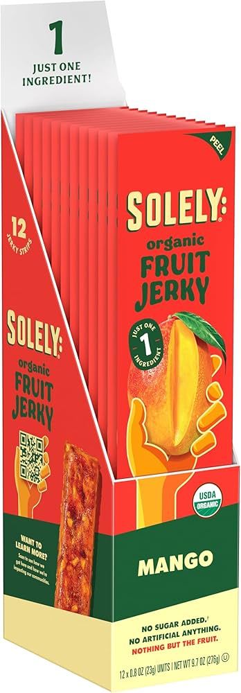 Solely - Organic Mango Fruit Jerky - 12 Individually Wrapped Fruit Strips - Fruit Leather Made fr... | Amazon (US)