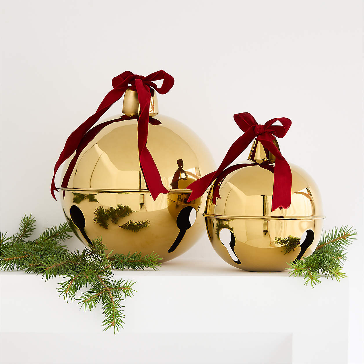 Decorative Gold Metal Holiday Bells, Medium 11" | Crate & Barrel | Crate & Barrel