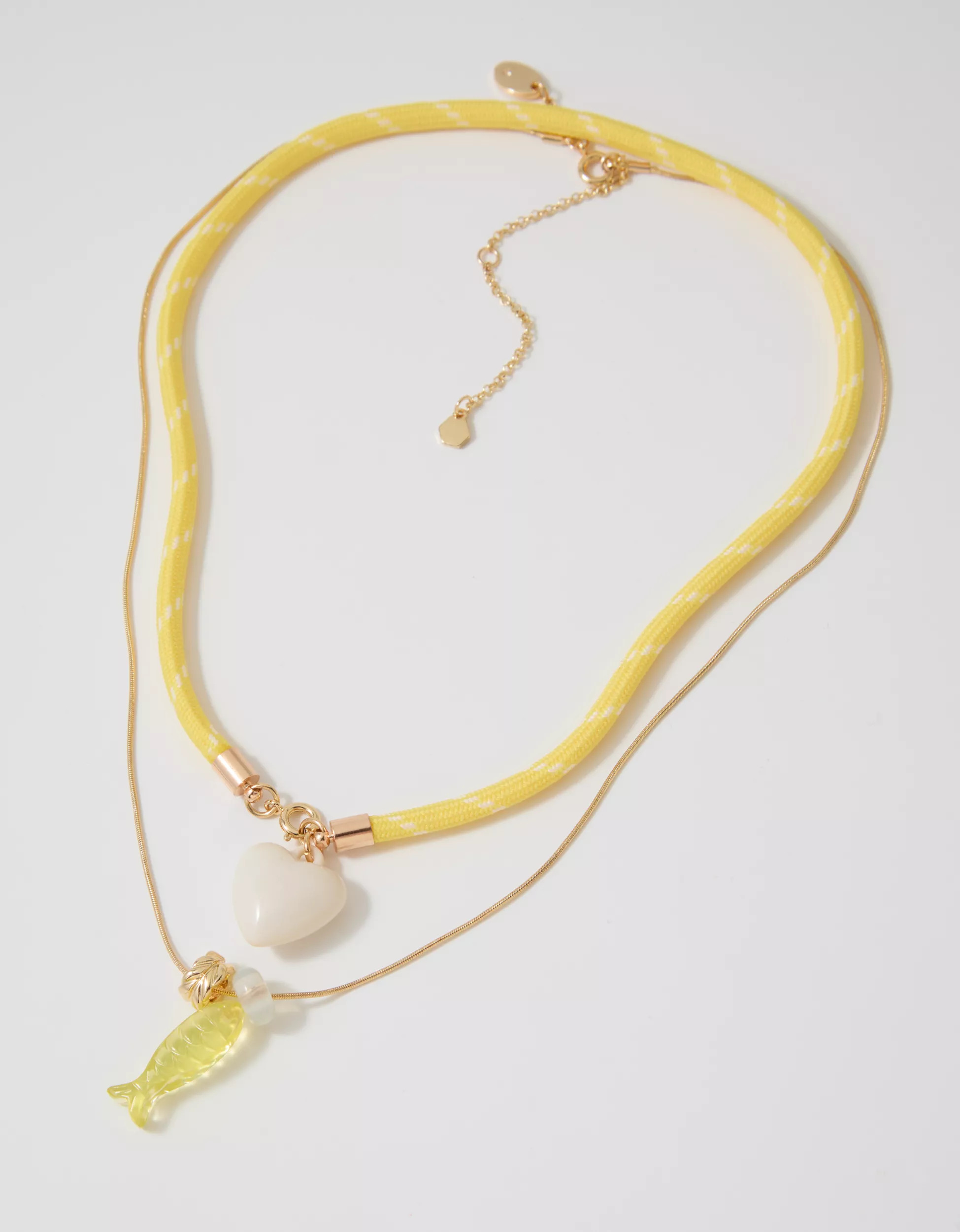 Aerie Chunky Heart Rope Charm Necklace | Aerie