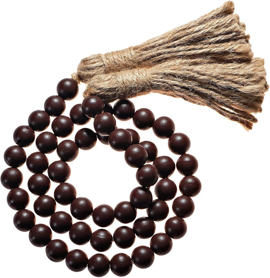 Decorative Wood Bead Garland Home Decor, Farmhouse Beads with Tassel, Wood Garland Decorative Bea... | Amazon (US)
