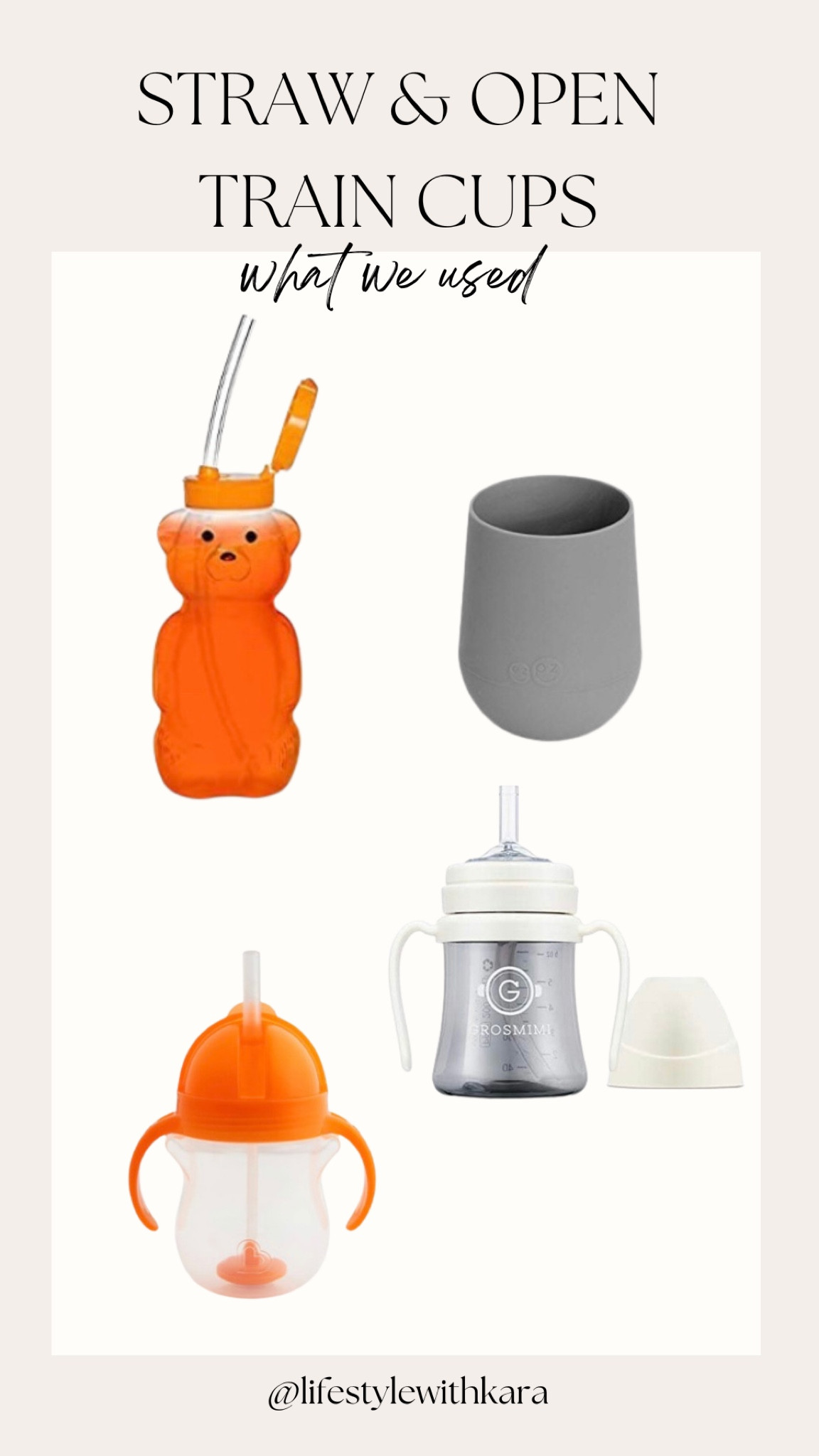 Open and straw training cups! Our choices. 

We started off with the bear, you can squeeze the bear and show baby water comes out of it and help them learn to suck while they are using the straw. 

I love the open cup for them to start learning those open cup skills they are silicone and come in different colors and two sizes tiny and mini! I want the tiny for beginners 

#LTKbaby