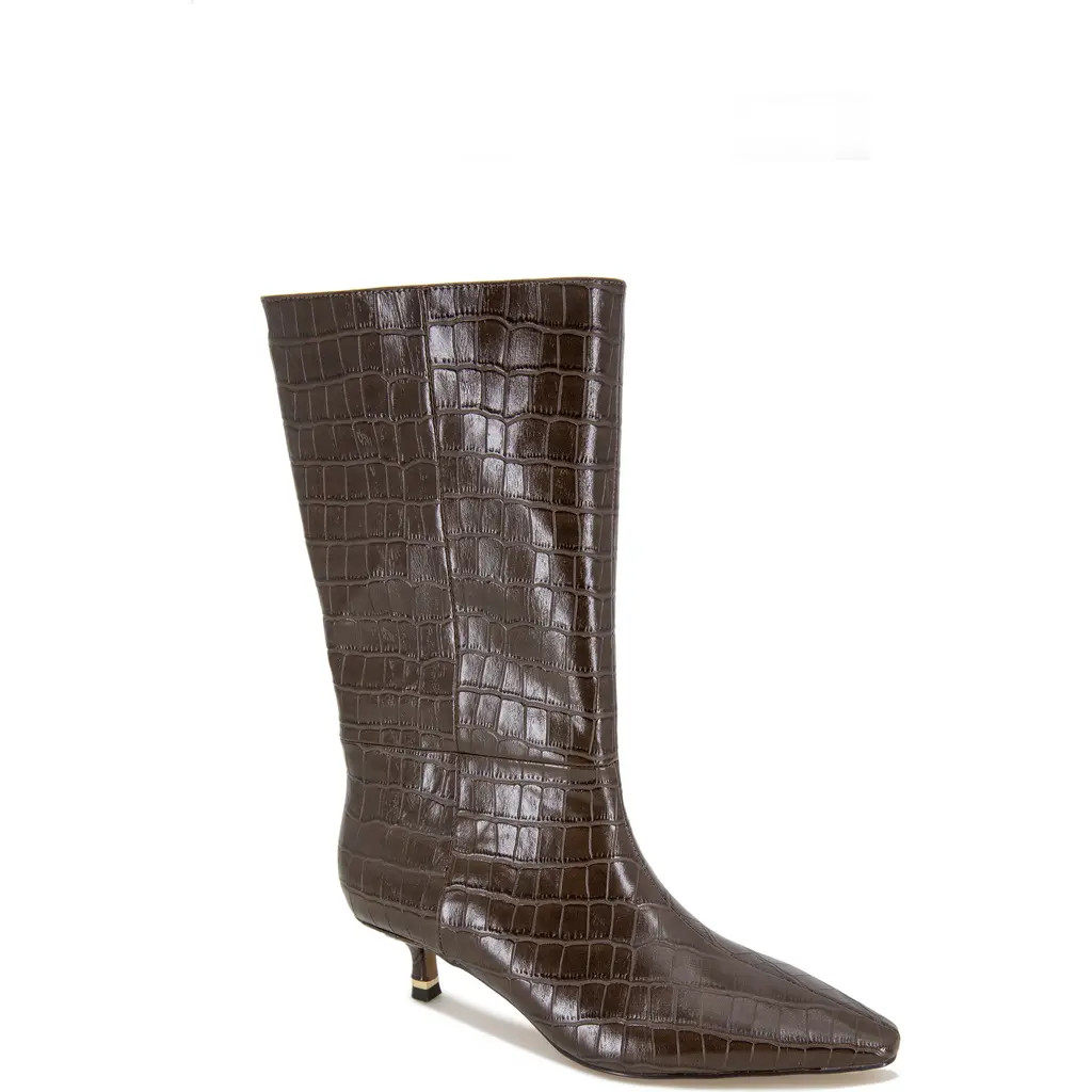 Kenneth Cole Meryl Pointed Toe Boot in Dark Brown Croc at Nordstrom, Size 9 | Nordstrom