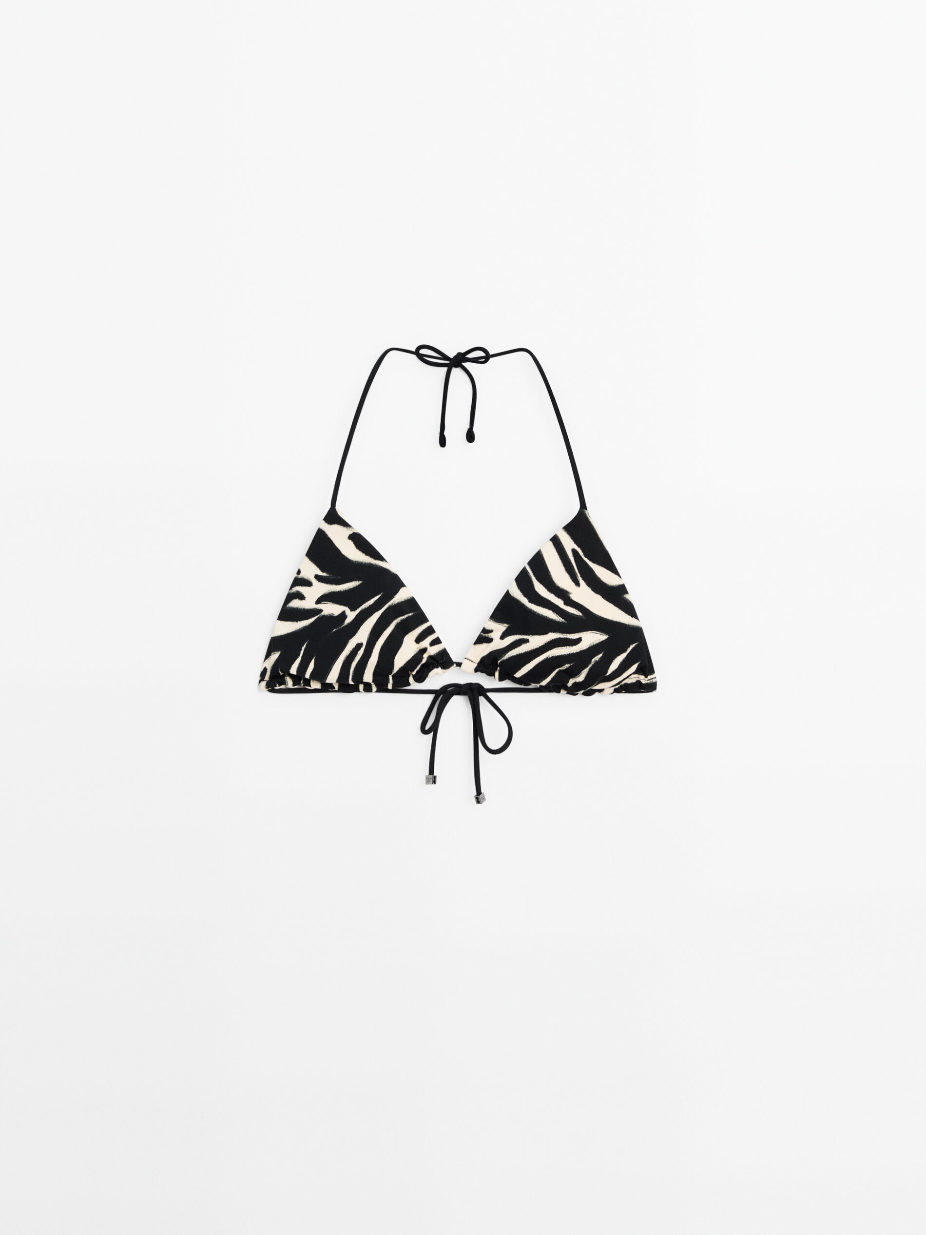 Printed triangle bikini top | Massimo Dutti UK