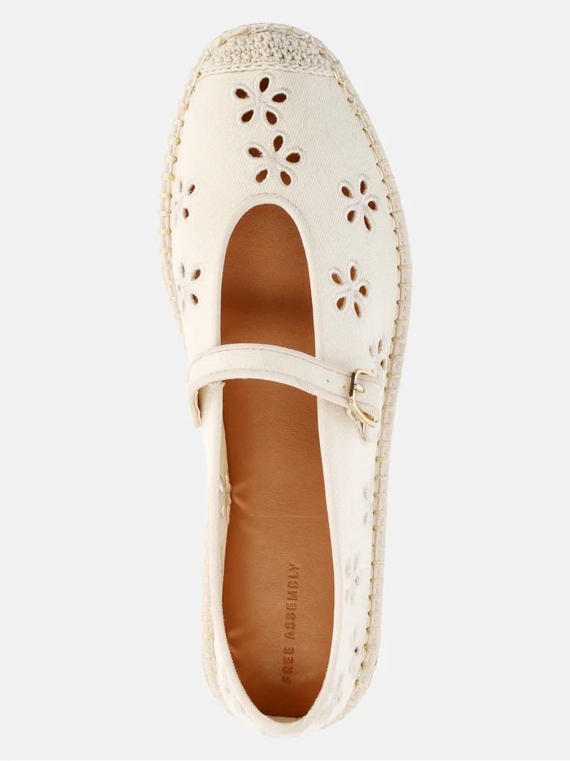 Free Assembly Women's Floral Cut Out Mary Jane Espadrilles | Walmart (US)