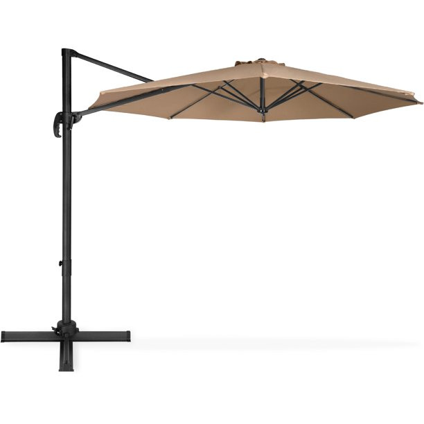 Best Choice Products 10ft 360 Degree Rotating Cantilever Offset Patio Umbrella w/ Easy Tilt - Tan | Walmart (US)