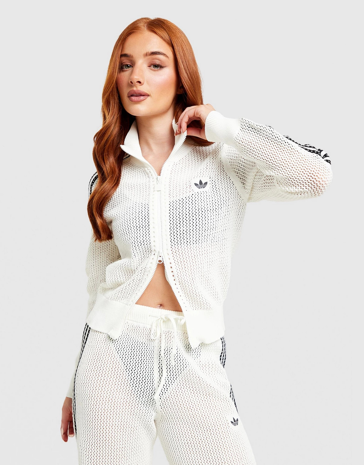 White adidas Originals Knitted Crochet Firebird Track Top | JD Sports UK | JD Sports (UK)