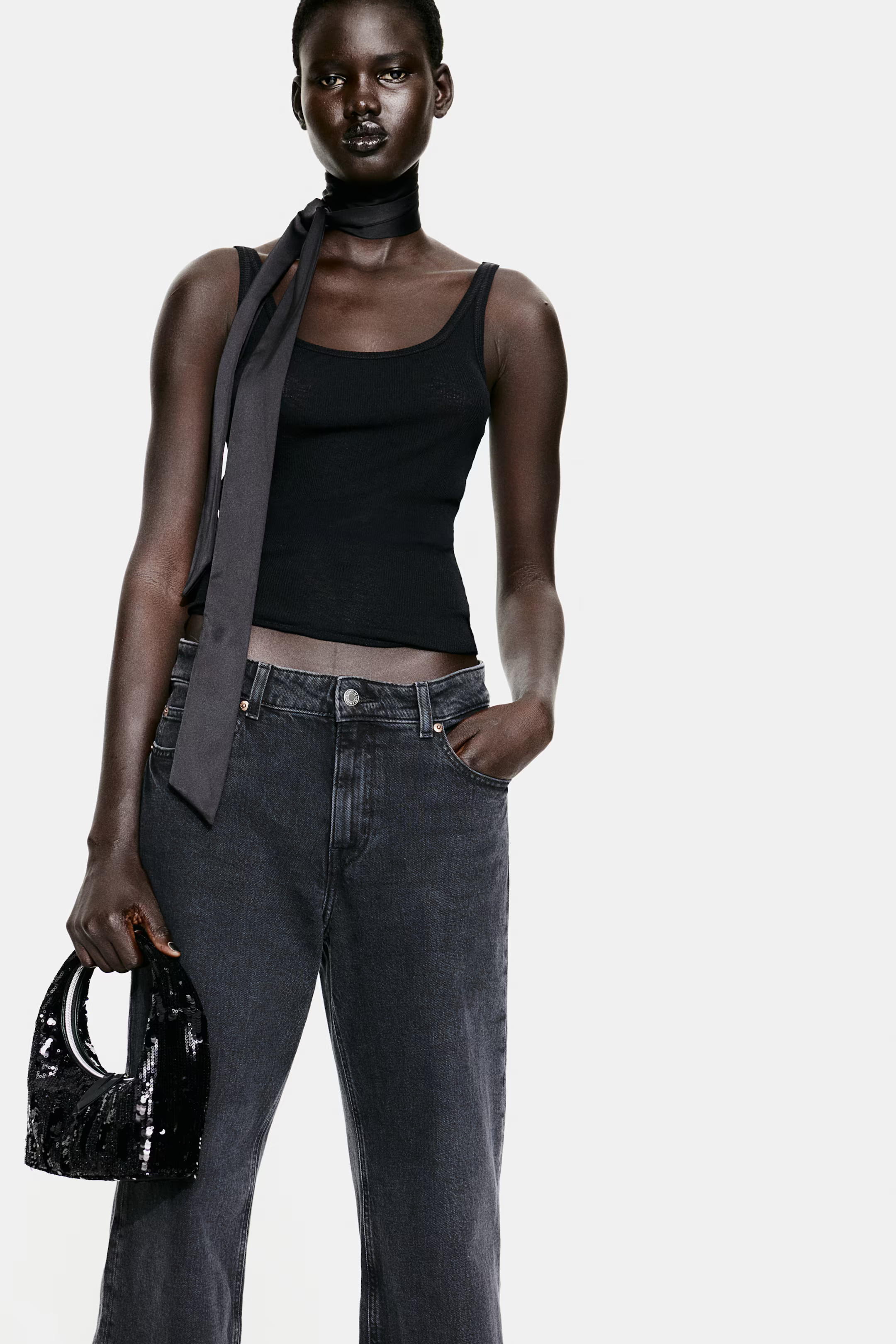 Wide High Jeans - Dark denim grey - Ladies | H&M GB | H&M (UK, MY, IN, SG, PH, TW, HK)