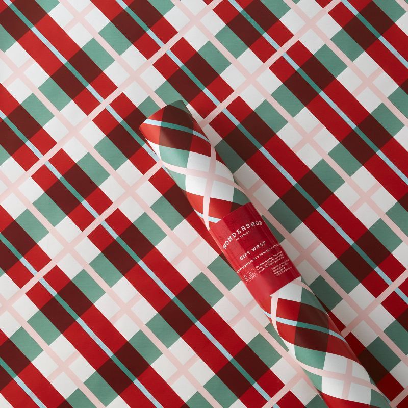 100 sq ft Plaid Gift Wrap Green/Red - Wondershop™ | Target