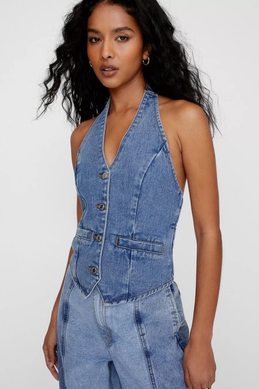 Denim Backless Waistcoat | Nasty Gal US