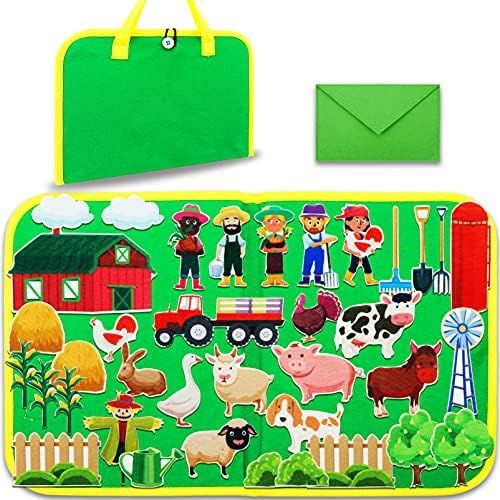 Craftstory Travel Felt Board for Toddlers Farm Animals Toys 37 Pieces Take-Along Preschool Flannel B | Amazon (US)