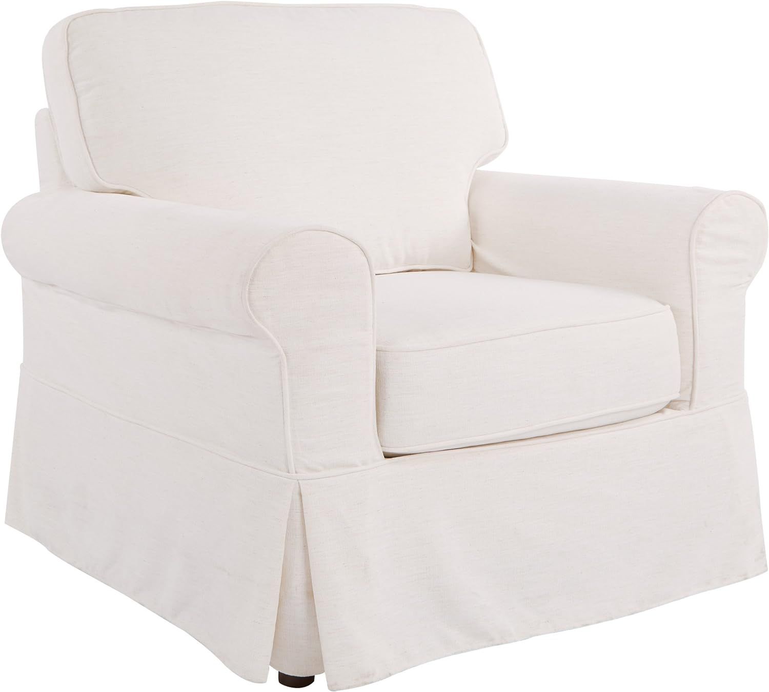 OSP Home Furnishings Ashton Slipcover Round Arm Chair, Ivory | Amazon (US)