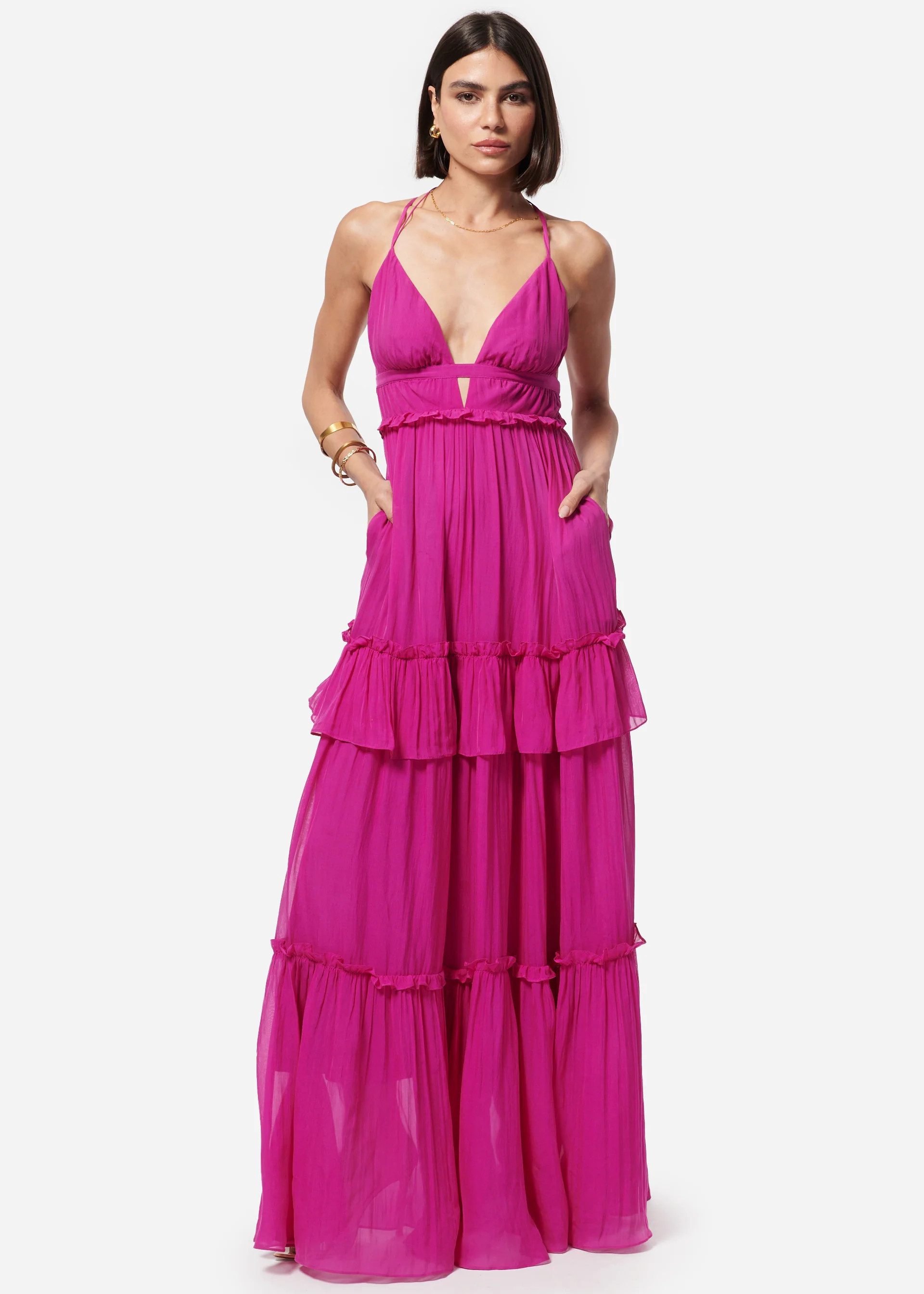 Doris Chiffon Dress Dahlia | CAMI NYC