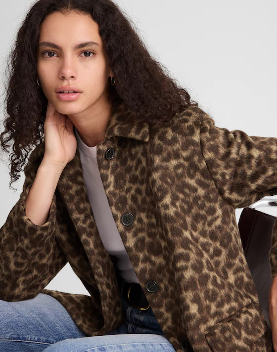 Single-Breasted Topcoat in Leopard Print | Madewell