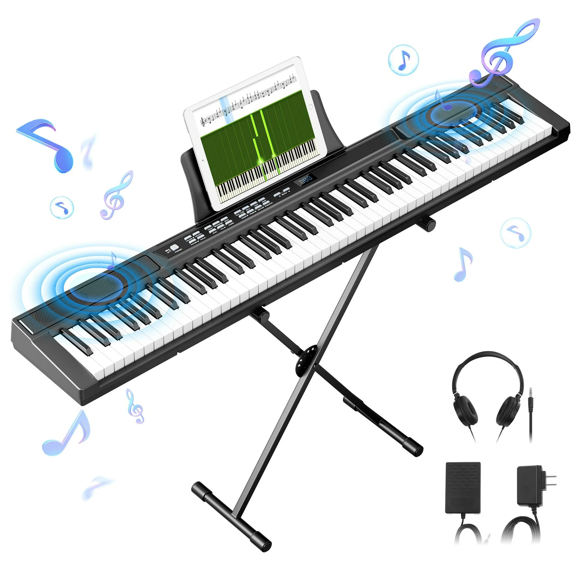 Furnibear 88 Key Piano Keyboard Semi Weighted Electric Keyboard Piano with Stand, Pedal, Headphon... | Walmart (US)