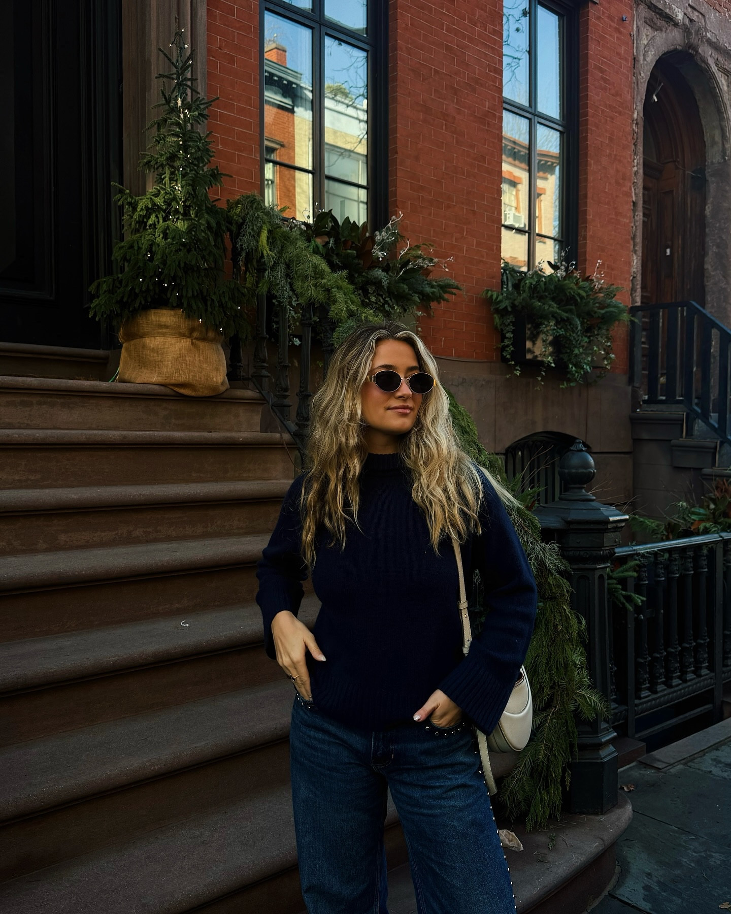 NYC ootd, I’m wearing a size small in the sweater and 27 in jeans 