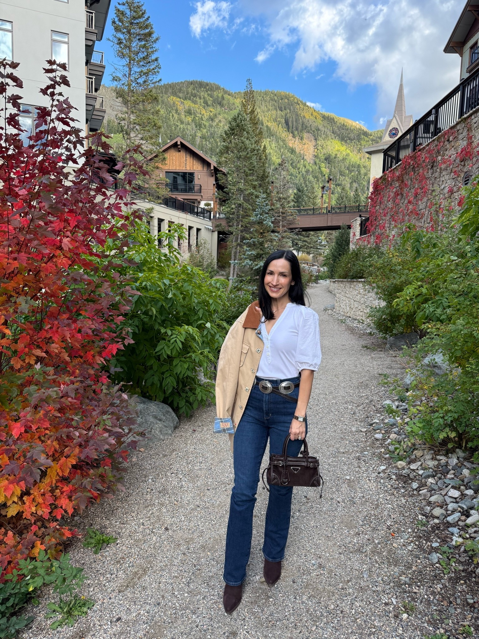 Ootn for midland in Taos🎶🤠 favorite daughter jeans, pwr wmn barn jacket, Prada Bonnie bag from keeks (use code Andrea50)

#LTKPetite #LTKOver40 #LTKTravel
