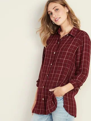 Plaid Drapey Flannel Tunic Shirt for Women | Old Navy (US)
