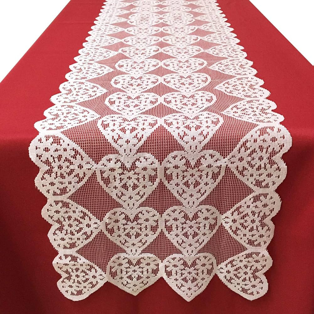 Joysail Valentines Day Table Runner - Light Pink Lace Table Runners for Weddings, Valentines Day ... | Amazon (US)