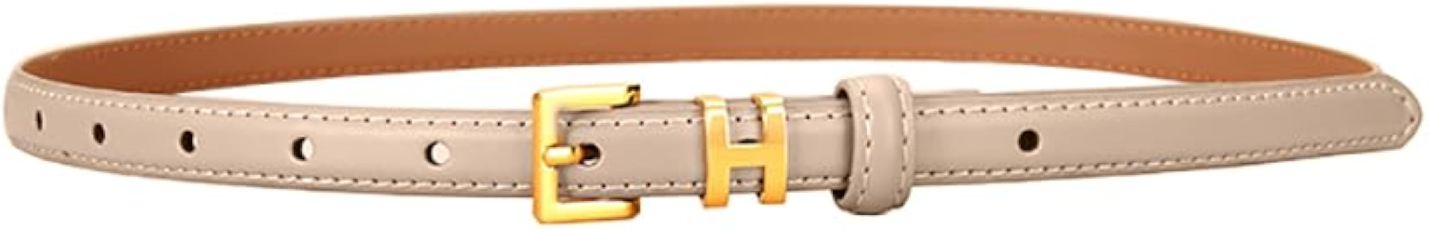 Women Gold Buckle Design Skinny Leather Belt Jeans Belt for Pants in Pin Buckle Belt, Womens Belt... | Amazon (US)