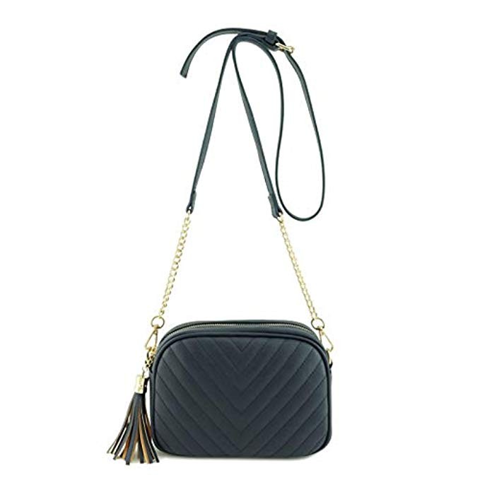 Simple Shoulder Crossbody Bag With Metal Chain Strap And Tassel Top Zipper | Amazon (US)