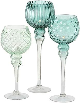 Spectacular Cape Cod Long Stem Candle Holders, Set of 3, Shades of Sky Blue, Quilted, Dimple, and... | Amazon (US)