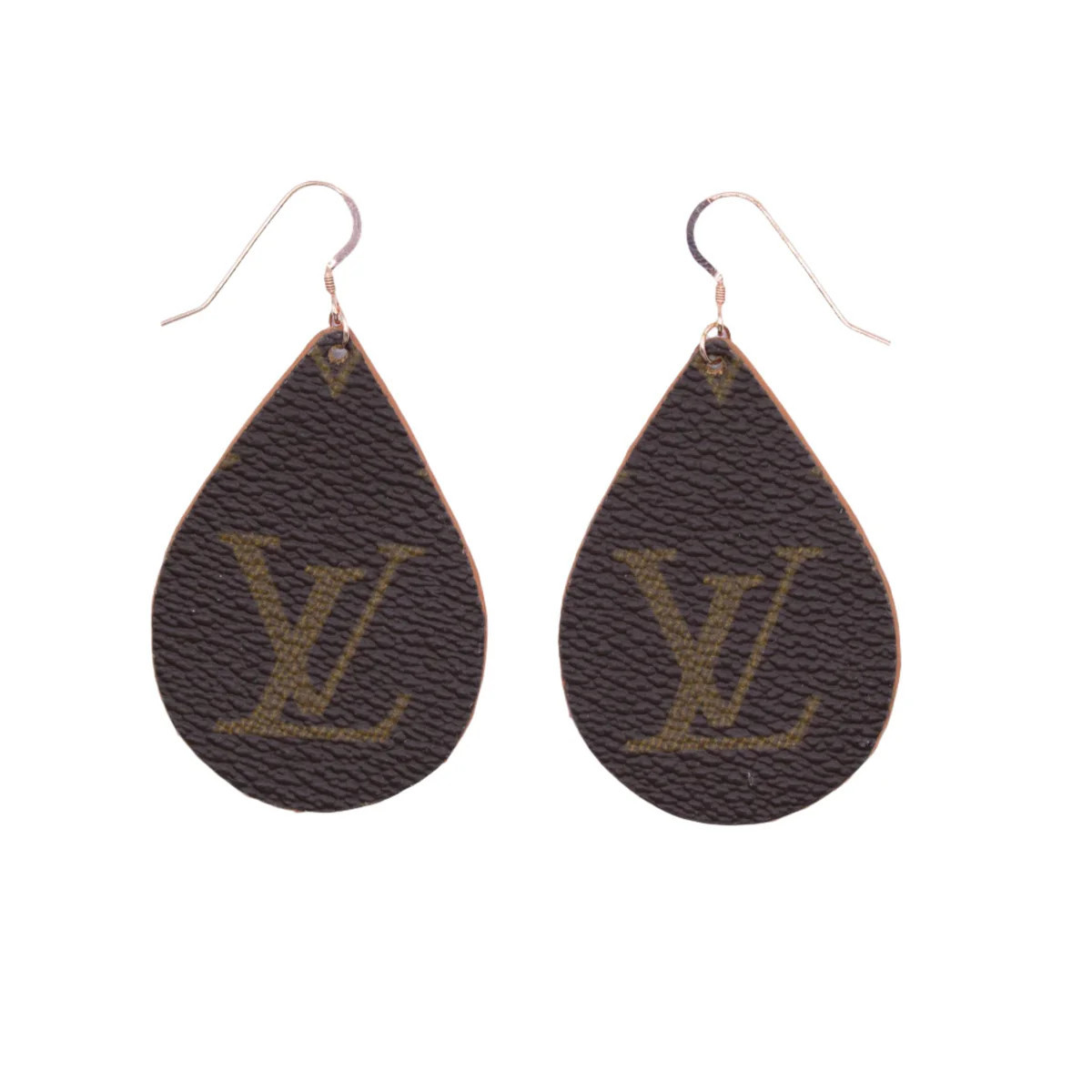 Upcycled LV Monogram Teardrop Earrings with Logo | Sparkl
