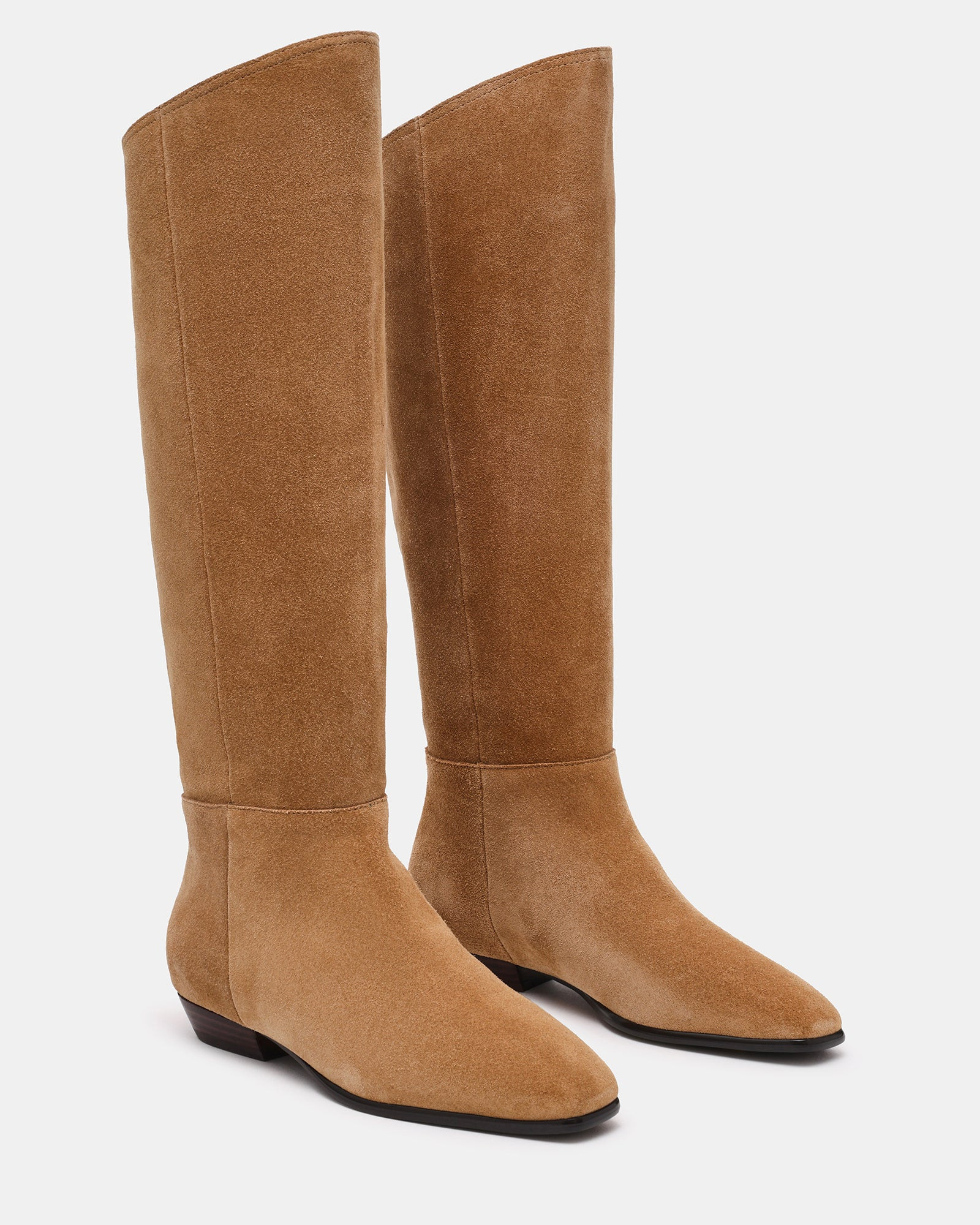 AMIAS Tan Suede Square-Toe Knee-High Women's Boot | Steve Madden (US)