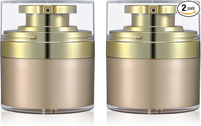 UMETASS 2-Pcs 1 oz Airless Pump Jar, Refillable Cream Jar Vacuum Bottle Travel Size Empty Contain... | Amazon (US)
