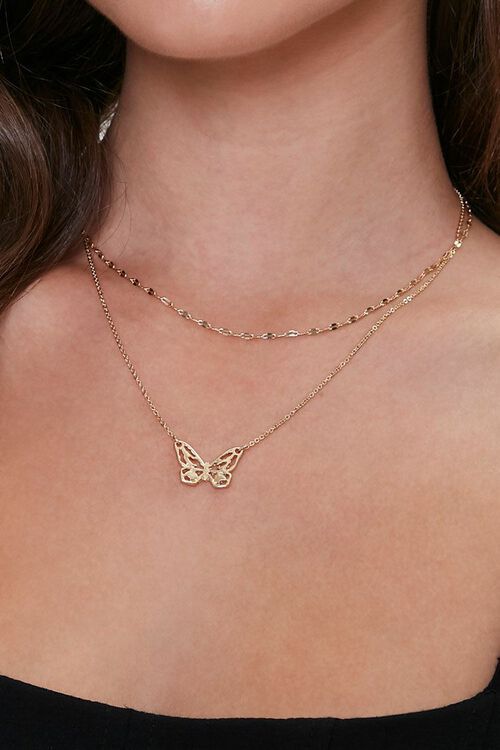 Butterfly Pendant Layered Necklace | Forever 21 (US)