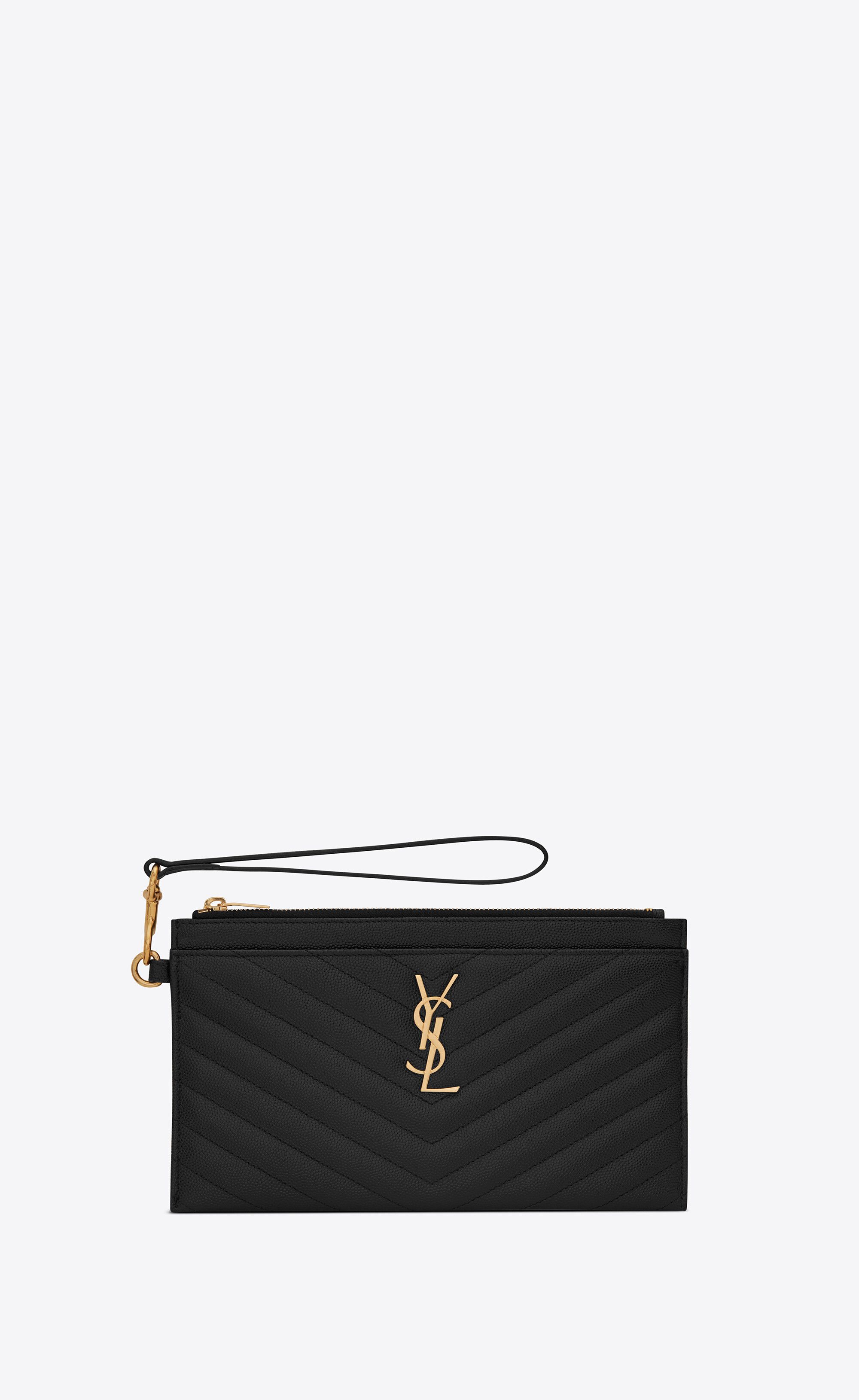 monogram large bill pouch in grain de poudre embossed leather | Saint Laurent Inc. (Global)