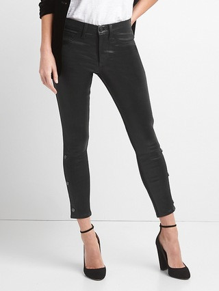 Gap Womens Mid Rise Inner Cozy Favorite Jeggings In Coated Black Black Coated Size 24 | Gap US