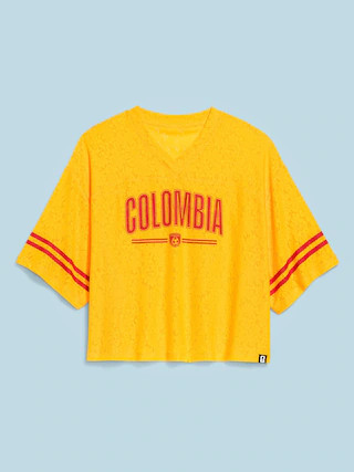 FIFA World Cup 26™ Colombia Boxy Lace V-Neck T-Shirt for Women | Old Navy (US)