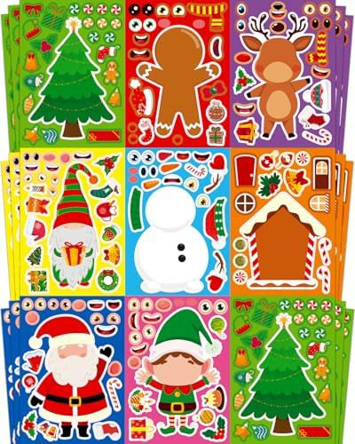 Christmas Stickers, Toddlers Stocking Stuffers for Kids, DIY Christmas Crafts for Kids Party Favo... | Amazon (US)