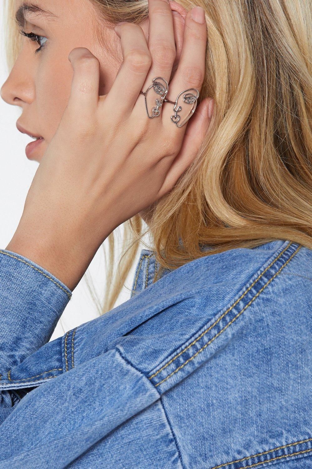 Face to Face 2-pc Ring Set | NastyGal (US & CA)