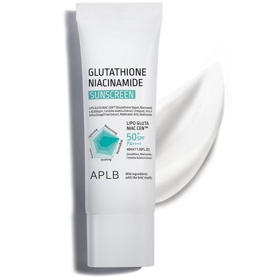 APLB Glutathione Niacinamide Sunscreen (1.35 oz / 40mL ) SPA50+ PA++++ | Lightweight, Non-Greasy Sun Protection for Face. | Target