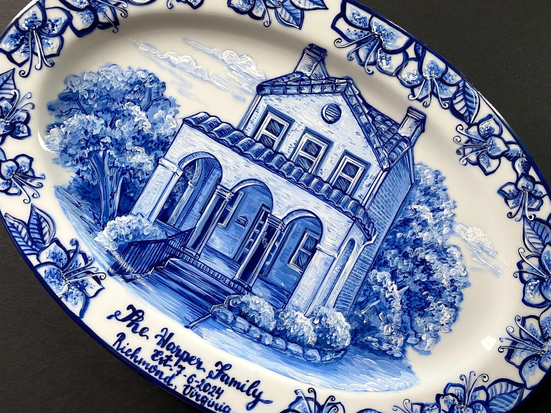 Custom House Plate | Hand Painted Porcelain Platter | Unique Gift | Personalised Wedding Gift, Bi... | Etsy (US)