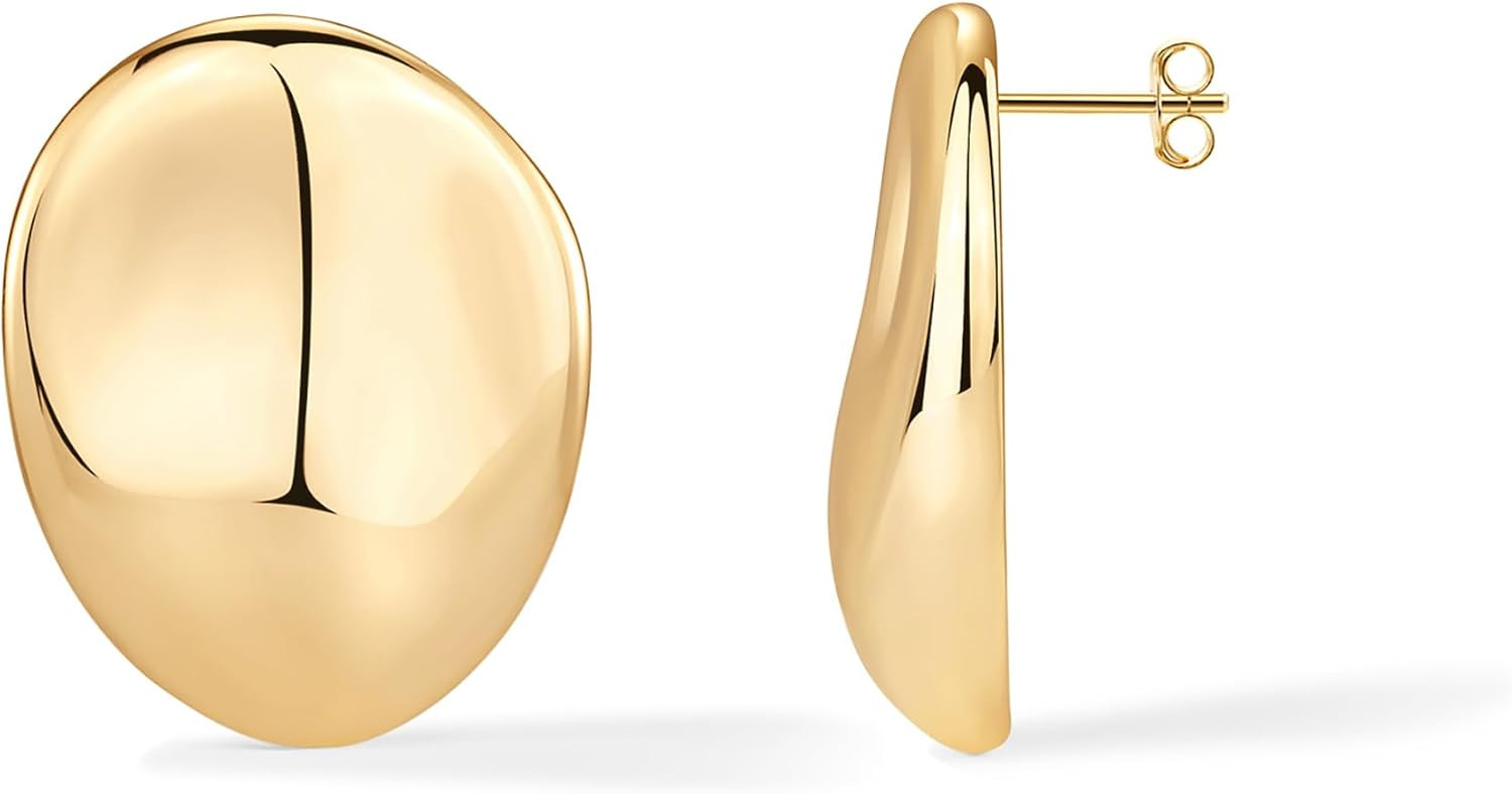 PAVOI 14K Gold Plated Vintage Chunky Earrings for Women, Statement Earring | Amazon (US)