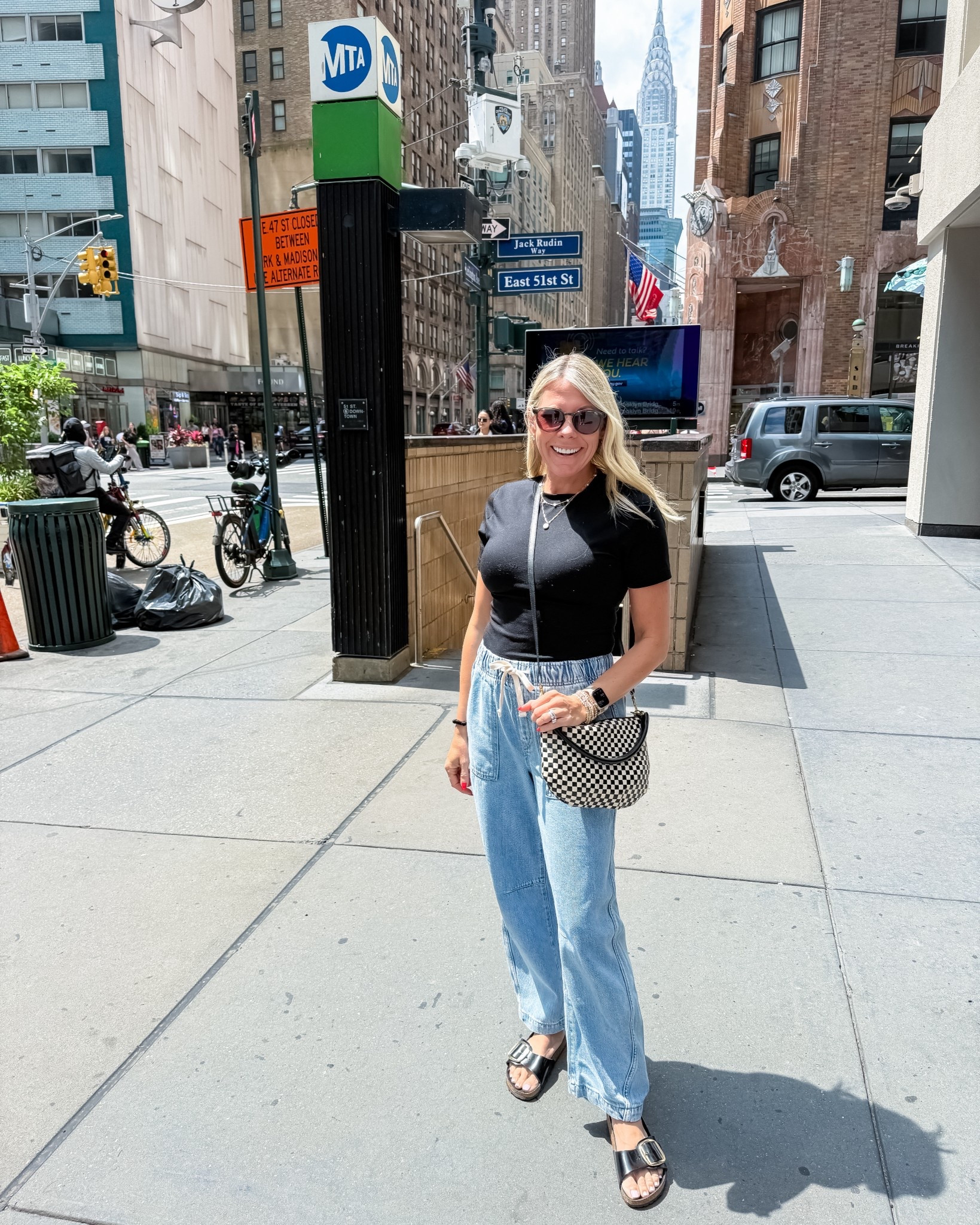 Size XS barrel leg jeans and small tee. Clare v bag and Birkenstock sandals 

#LTKStyleTip #LTKOver40 #LTKTravel