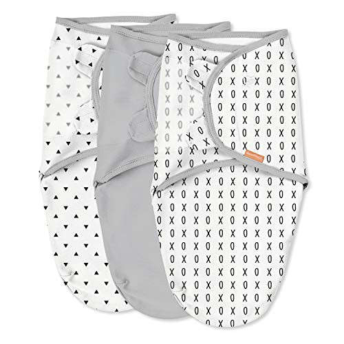 SwaddleMe by Ingenuity Original Swaddle, 100% Cotton, Improves Sleep & Calms Startle Reflex, 0-3 Months, 3-Pack - Xoxo | Amazon (US)