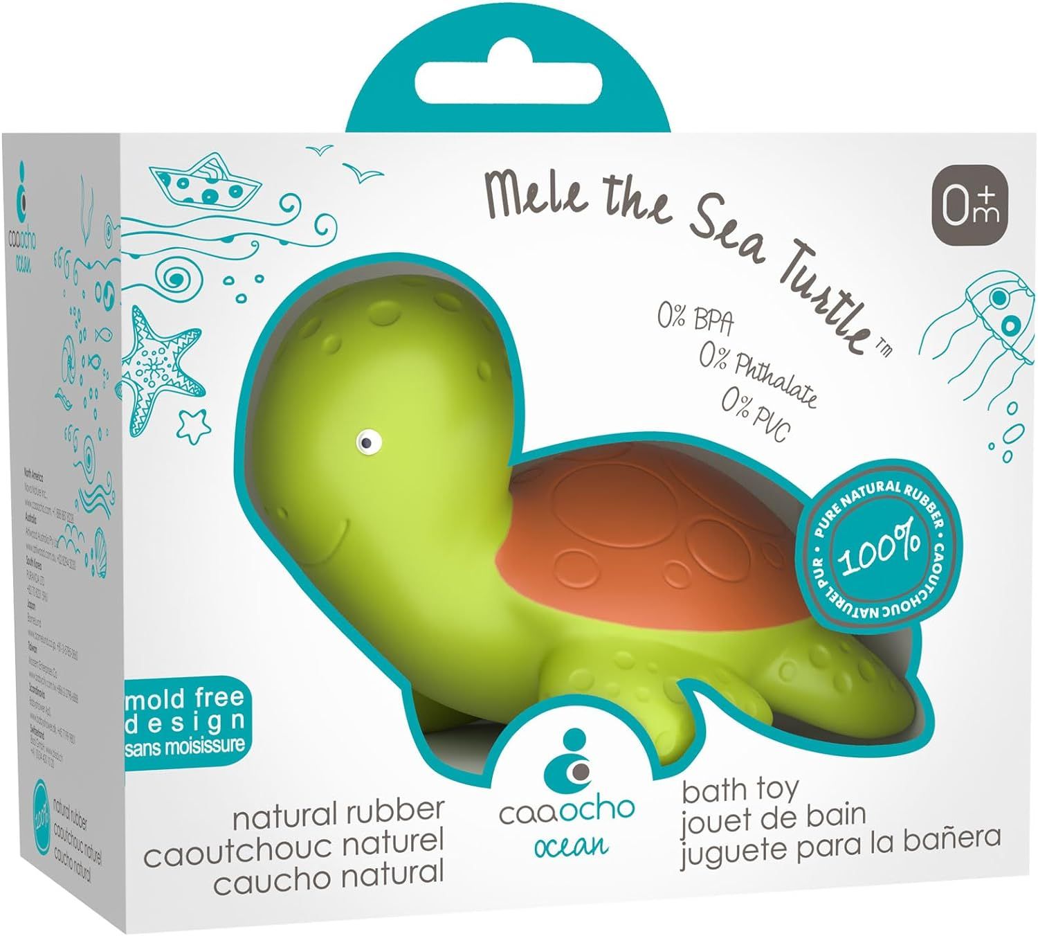 CaaOcho Pure Natural Rubber Bath Toy - Mele The Sea Turtle Baby Toy - Hole Free Bath Toys, BPA Fr... | Amazon (US)