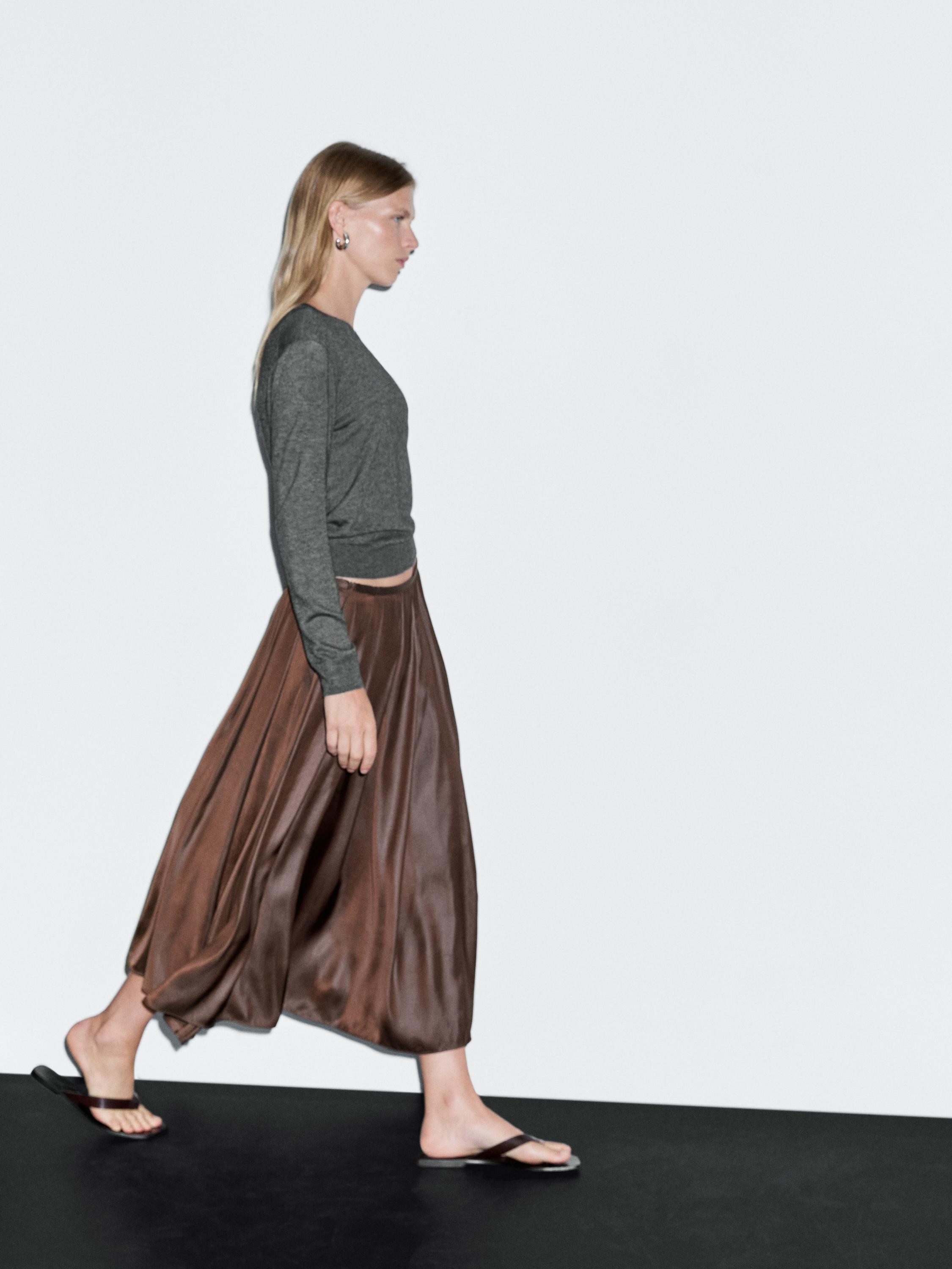 Pleated midi skirt | Massimo Dutti US
